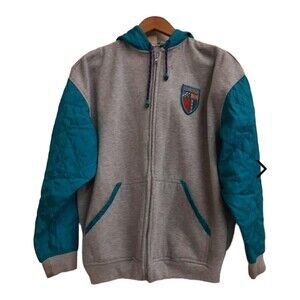 Vintage White Stag Sweat Jacket Men's Full Zip Aqua Sleeves Medium